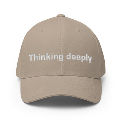 Image of the Thinking Deeply Closed-Back Baseball Cap Khaki / S/M.