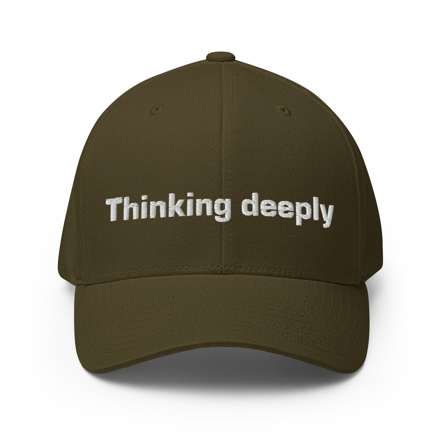 Image of the Thinking Deeply Closed-Back Baseball Cap Olive / S/M.