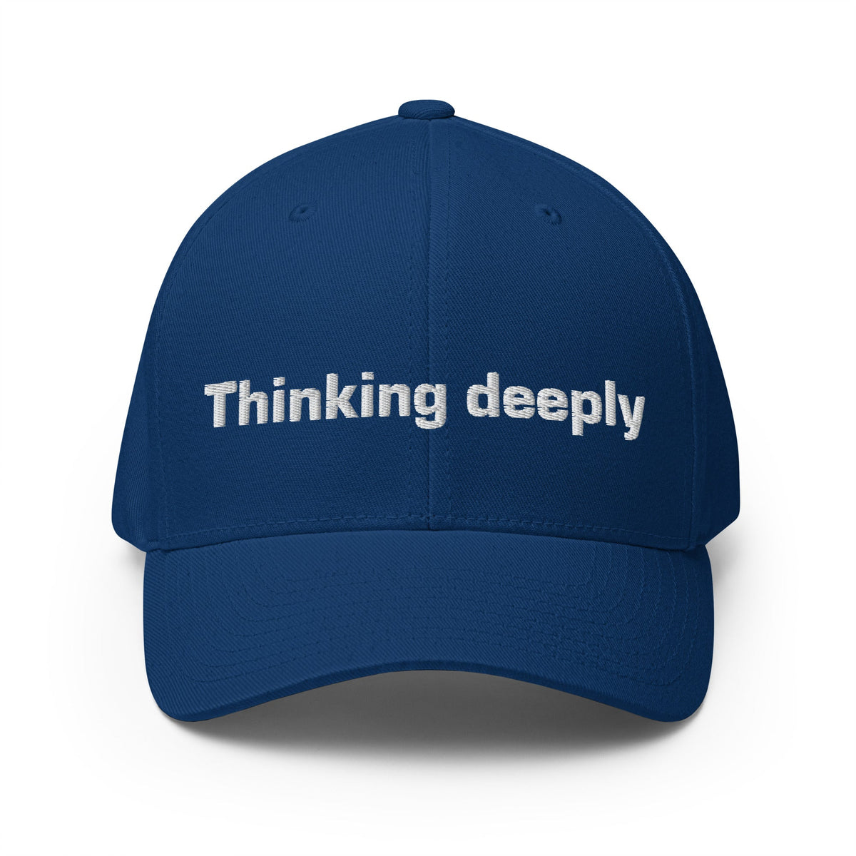 Image of the Thinking Deeply Closed-Back Baseball Cap Royal Blue / S/M.