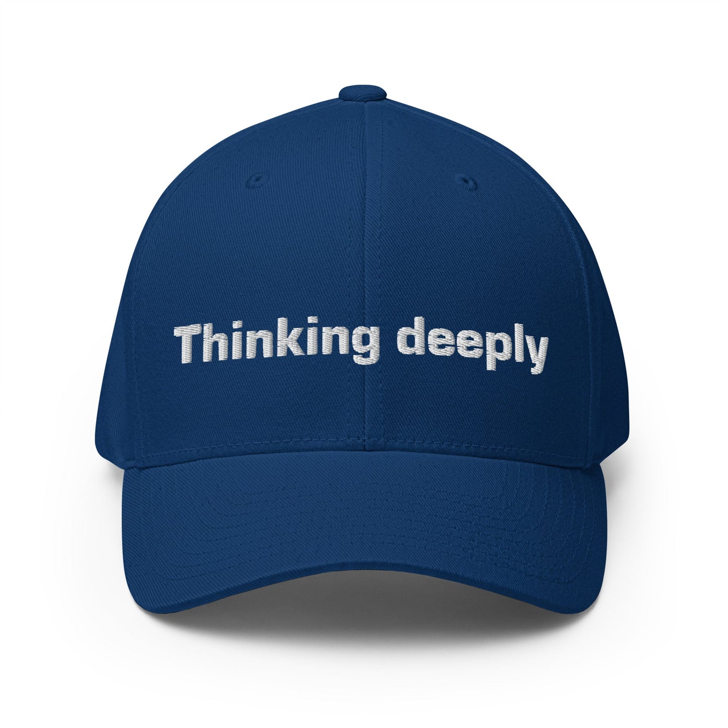 Image of the Thinking Deeply Closed-Back Baseball Cap Royal Blue / S/M.