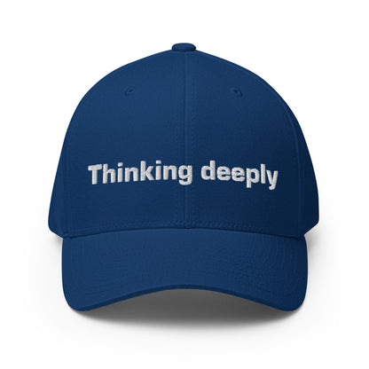 Image of the Thinking Deeply Closed-Back Baseball Cap Royal Blue / S/M.