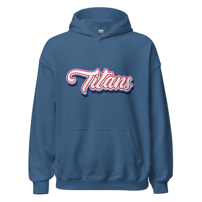 Product mockup photo of the Titans Architecture Team Hoodie (unisex) Indigo Blue / M.