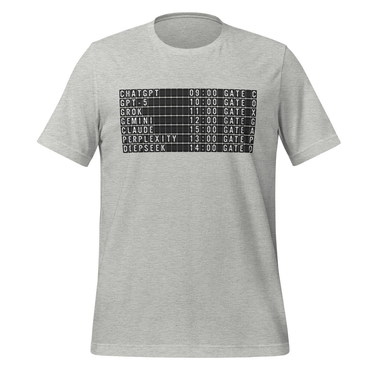 Image of the Today’s AI Departures T-Shirt (unisex) Athletic Heather / M.
