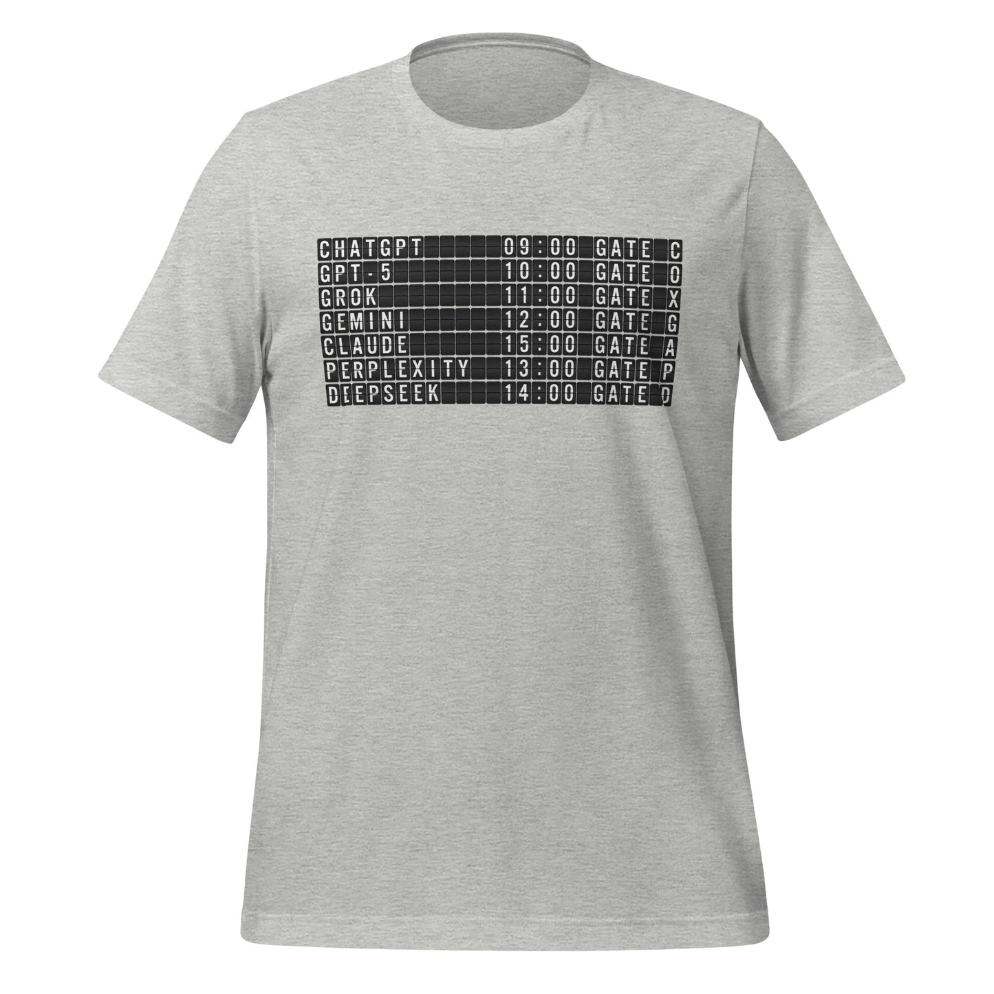 Image of the Today’s AI Departures T-Shirt (unisex) Athletic Heather / M.
