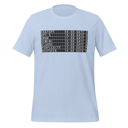 Image of the Today’s AI Departures T-Shirt (unisex) Baby Blue / M.