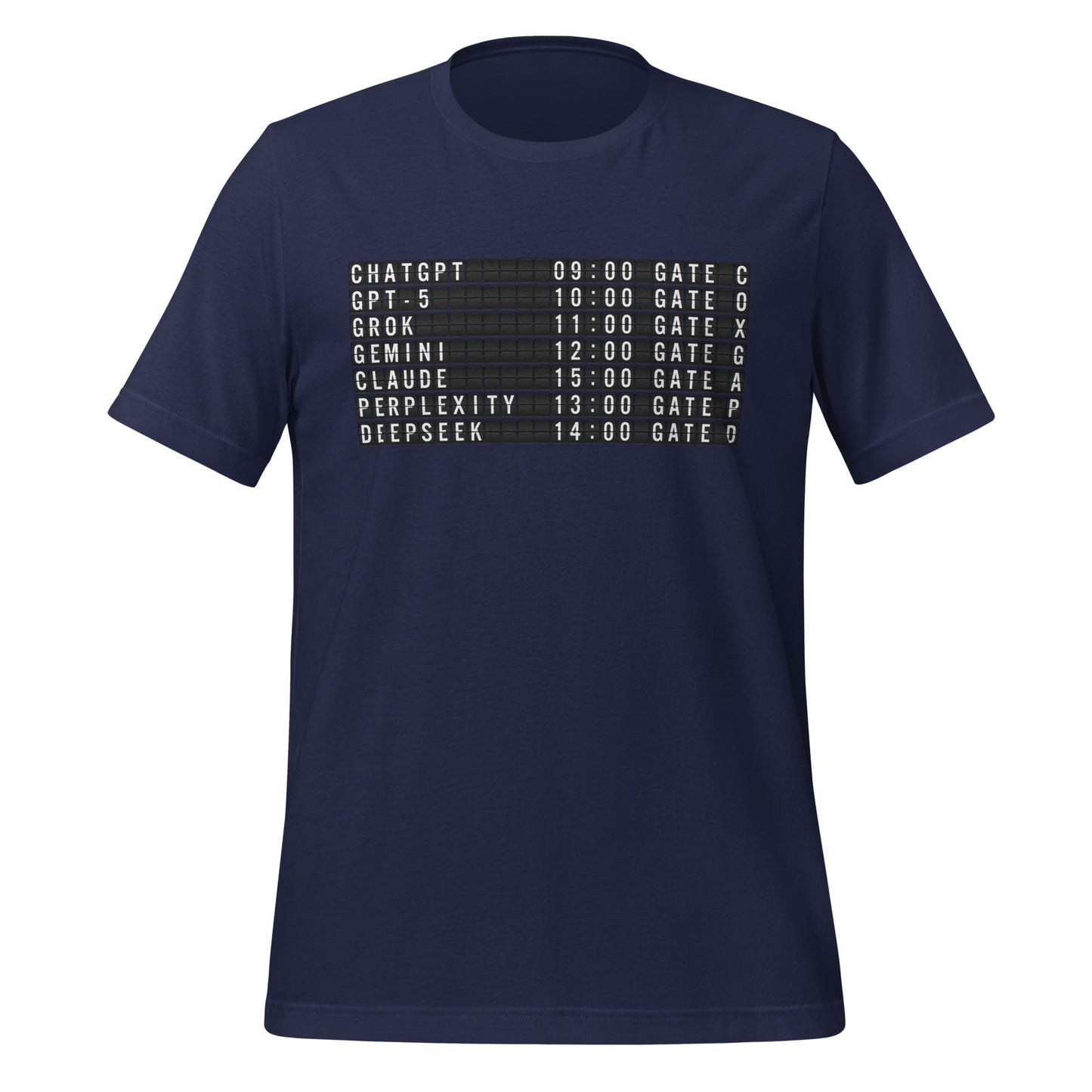 Image of the Today’s AI Departures T-Shirt (unisex) Navy / M.