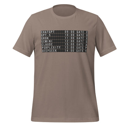 Image of the Today’s AI Departures T-Shirt (unisex) Pebble / M.