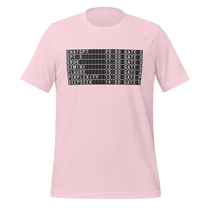 Image of the Today’s AI Departures T-Shirt (unisex) Soft Pink / M.