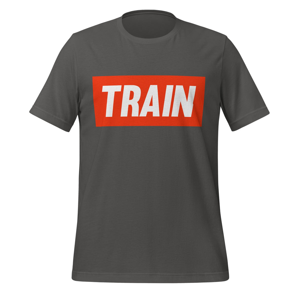 Product mockup photo of the TRAIN T Shirt (unisex) Asphalt / M.