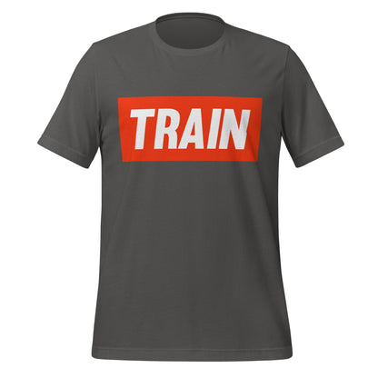 Product mockup photo of the TRAIN T Shirt (unisex) Asphalt / M.