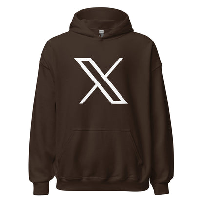 Image of the Twitter X Logo Hoodie (unisex) Dark Chocolate / M.