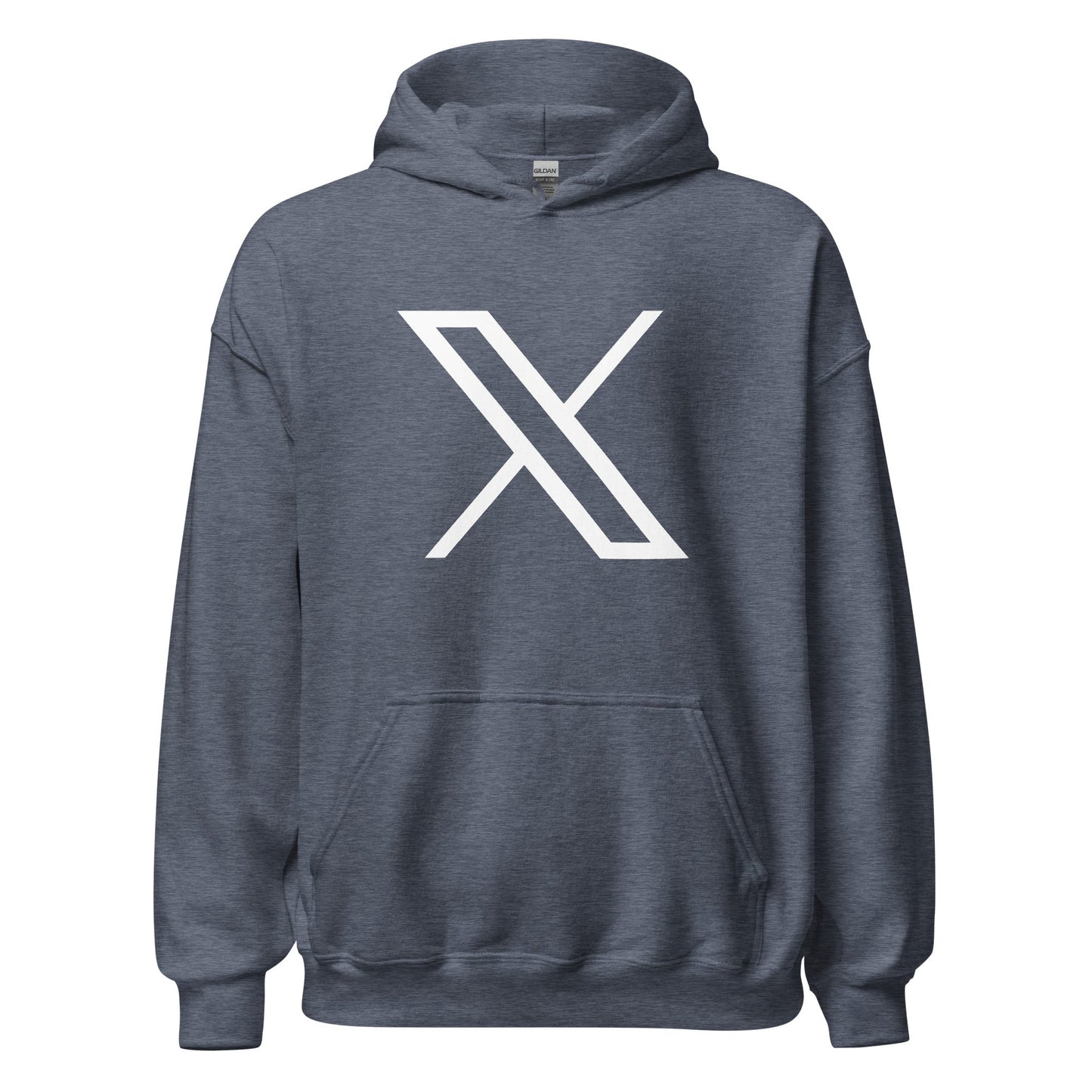 Image of the Twitter X Logo Hoodie (unisex) Heather Sport Dark Navy / M.