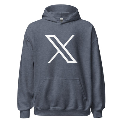 Image of the Twitter X Logo Hoodie (unisex) Heather Sport Dark Navy / M.