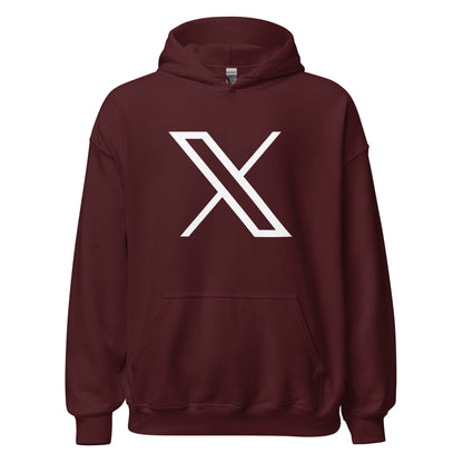 Image of the Twitter X Logo Hoodie (unisex) Maroon / M.