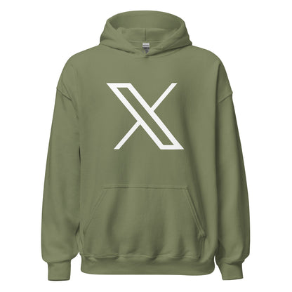 Image of the Twitter X Logo Hoodie (unisex) Military Green / M.