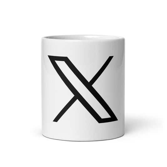 Image of the Twitter X Logo White Glossy Mug 11 oz.