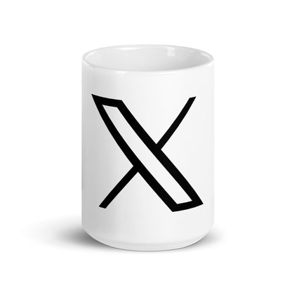 Image of the Twitter X Logo White Glossy Mug 15 oz.