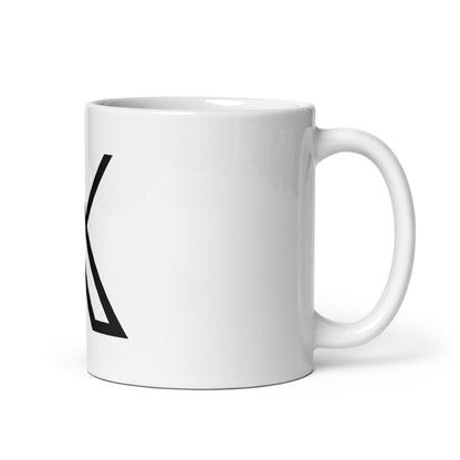 Image of the Twitter X Logo White Glossy Mug.