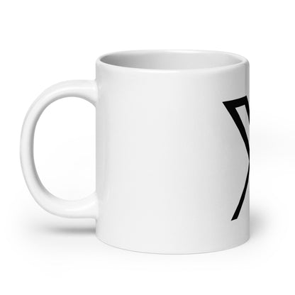 Image of the Twitter X Logo White Glossy Mug.