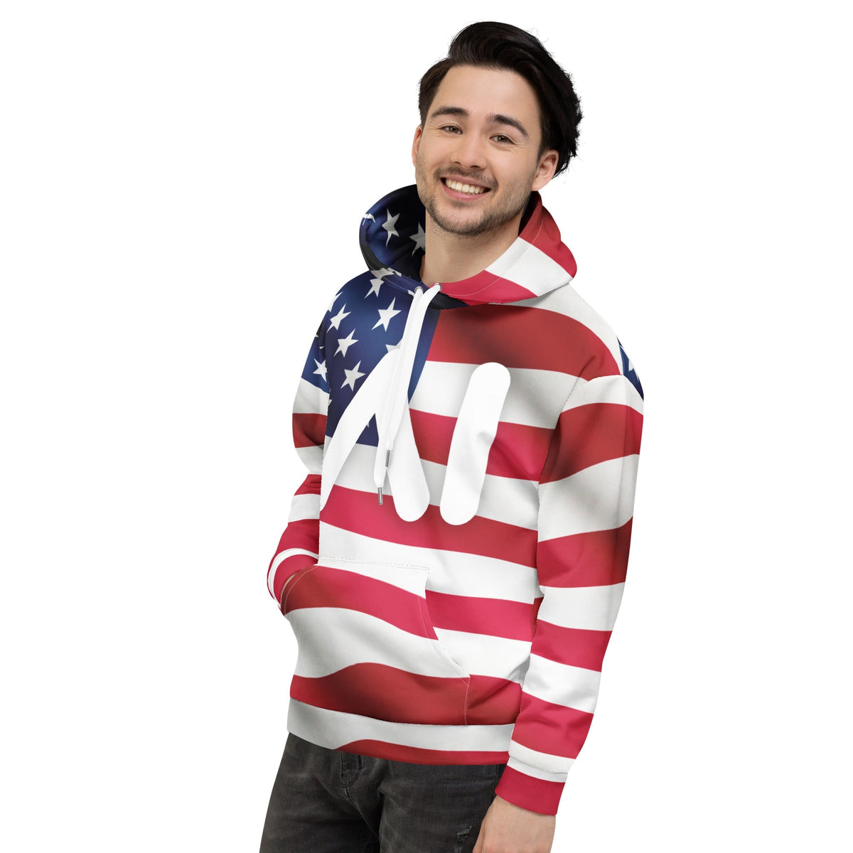 Product mockup photo of the USA AI Logo Hoodie (unisex).