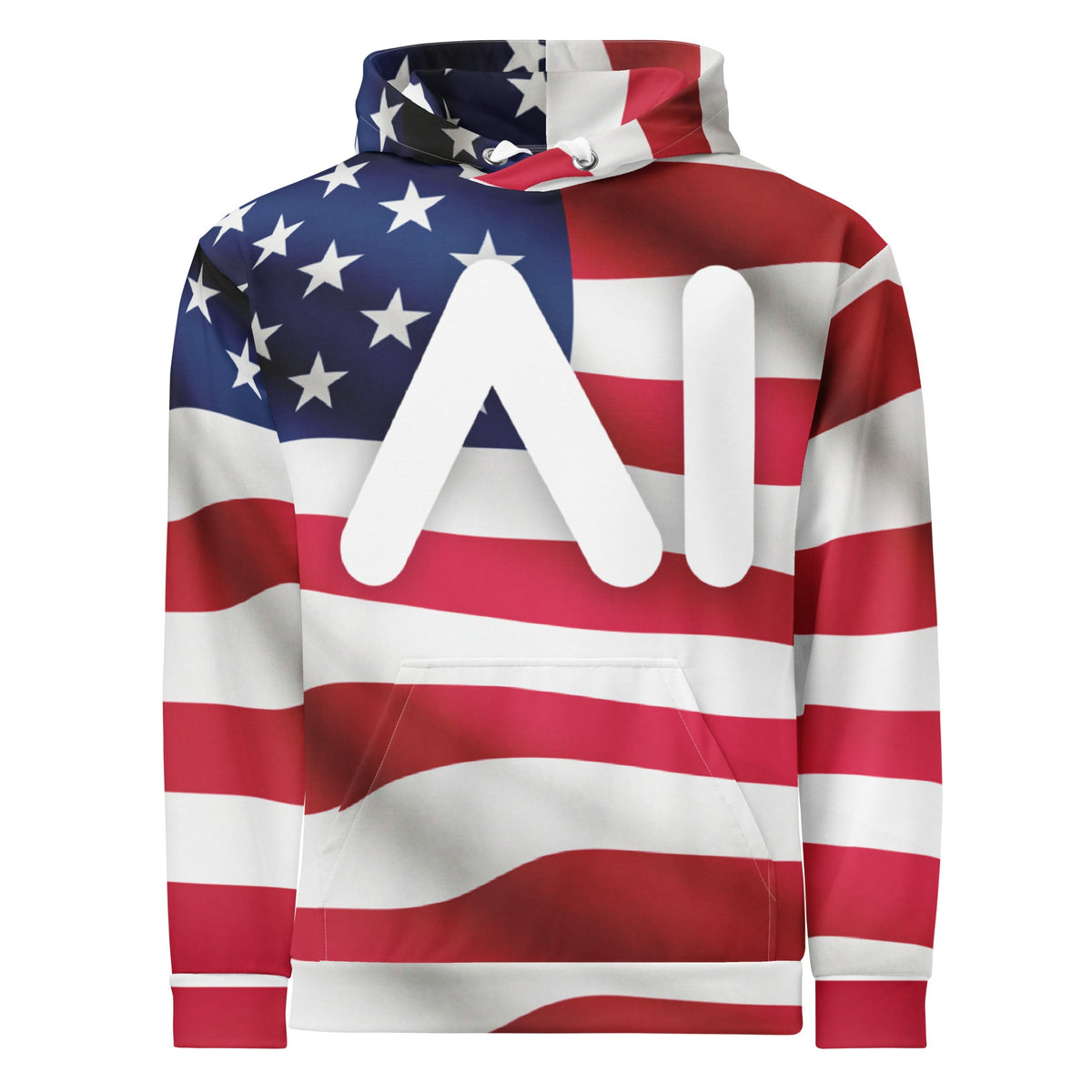 Product mockup photo of the USA AI Logo Hoodie (unisex) M.