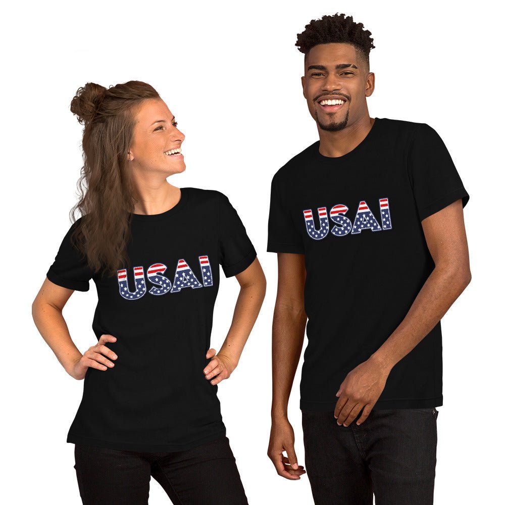 Product mockup photo of the USAI T Shirt (unisex).