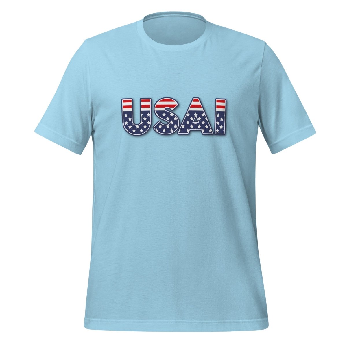 Product mockup photo of the USAI T Shirt (unisex) Ocean Blue / M.