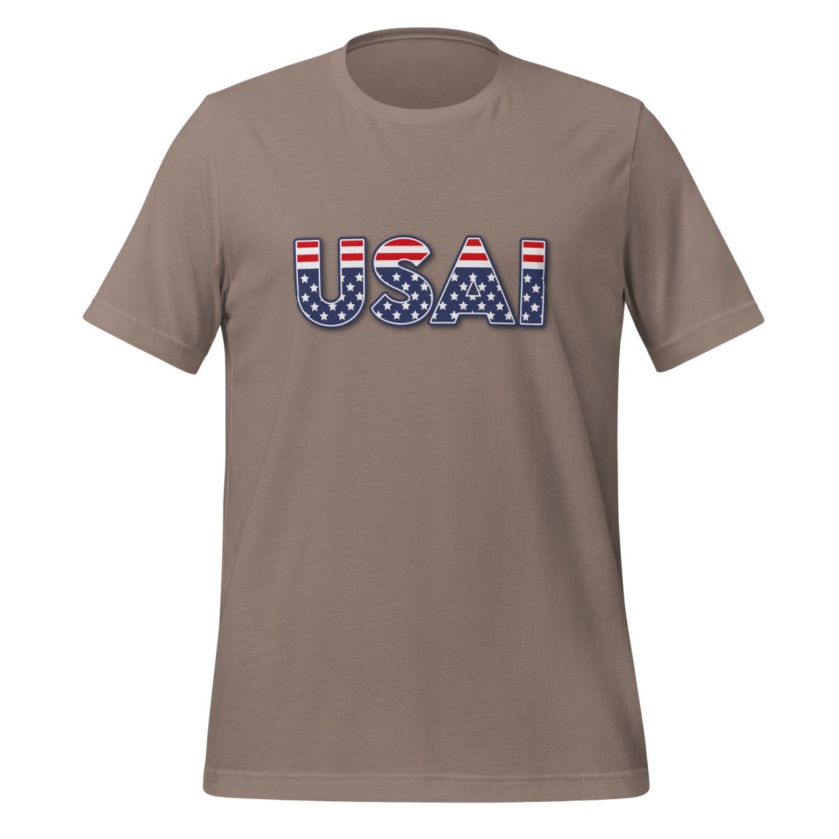 Product mockup photo of the USAI T Shirt (unisex) Pebble / M.