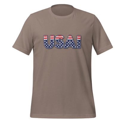 Product mockup photo of the USAI T Shirt (unisex) Pebble / M.