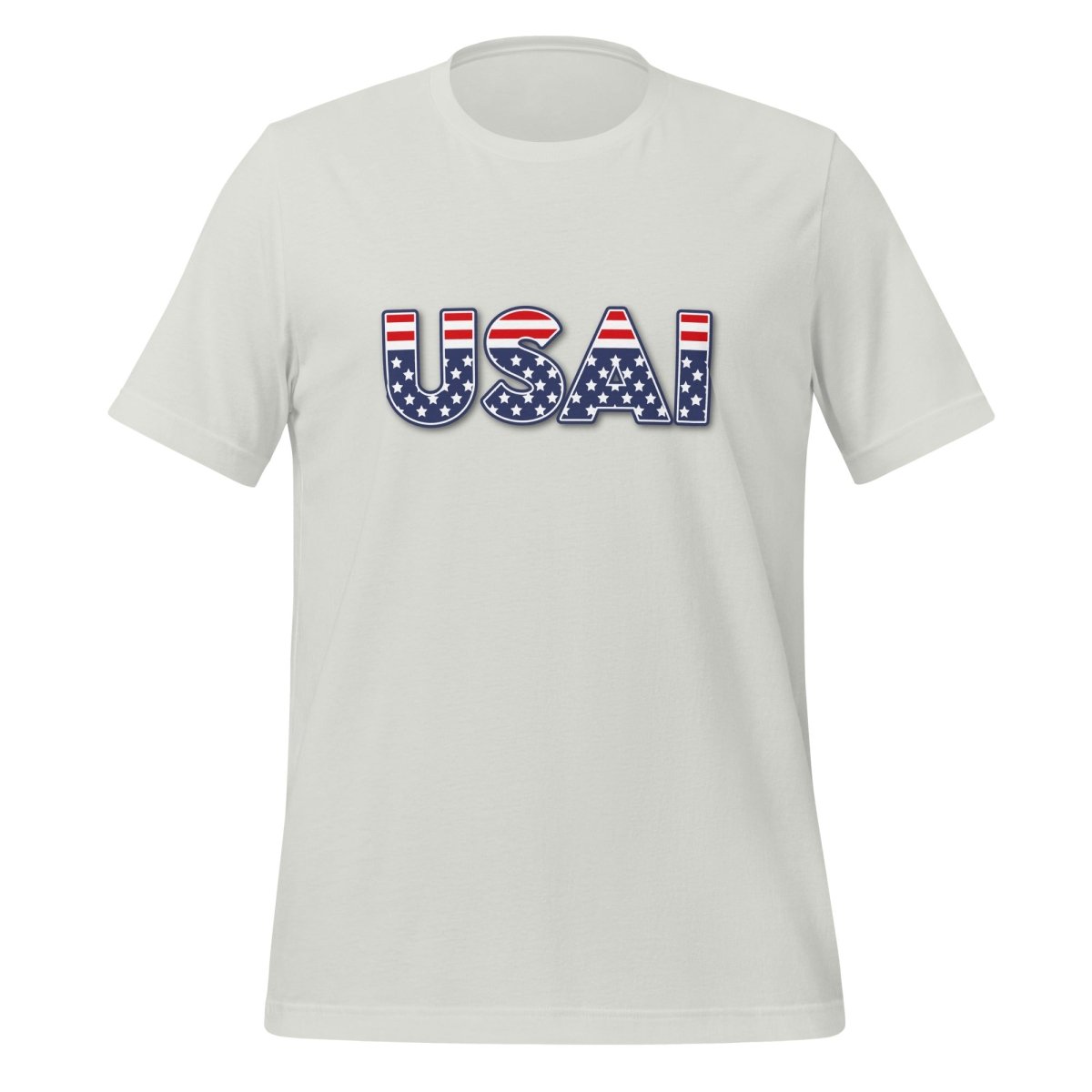 Product mockup photo of the USAI T Shirt (unisex) Silver / M.