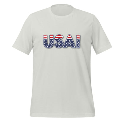 Product mockup photo of the USAI T Shirt (unisex) Silver / M.