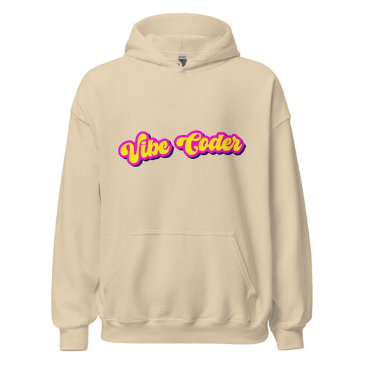Product mockup photo of the Vibe Coder Hoodie (unisex) Sand / M.