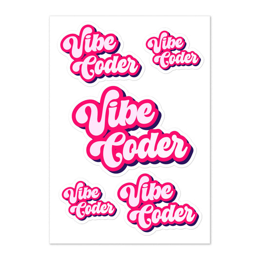 Product mockup photo of the Vibe Coder Sticker Sheet.