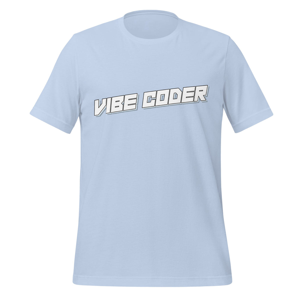 Image of the VIBE CODER T-Shirt (unisex) Baby Blue / XS.