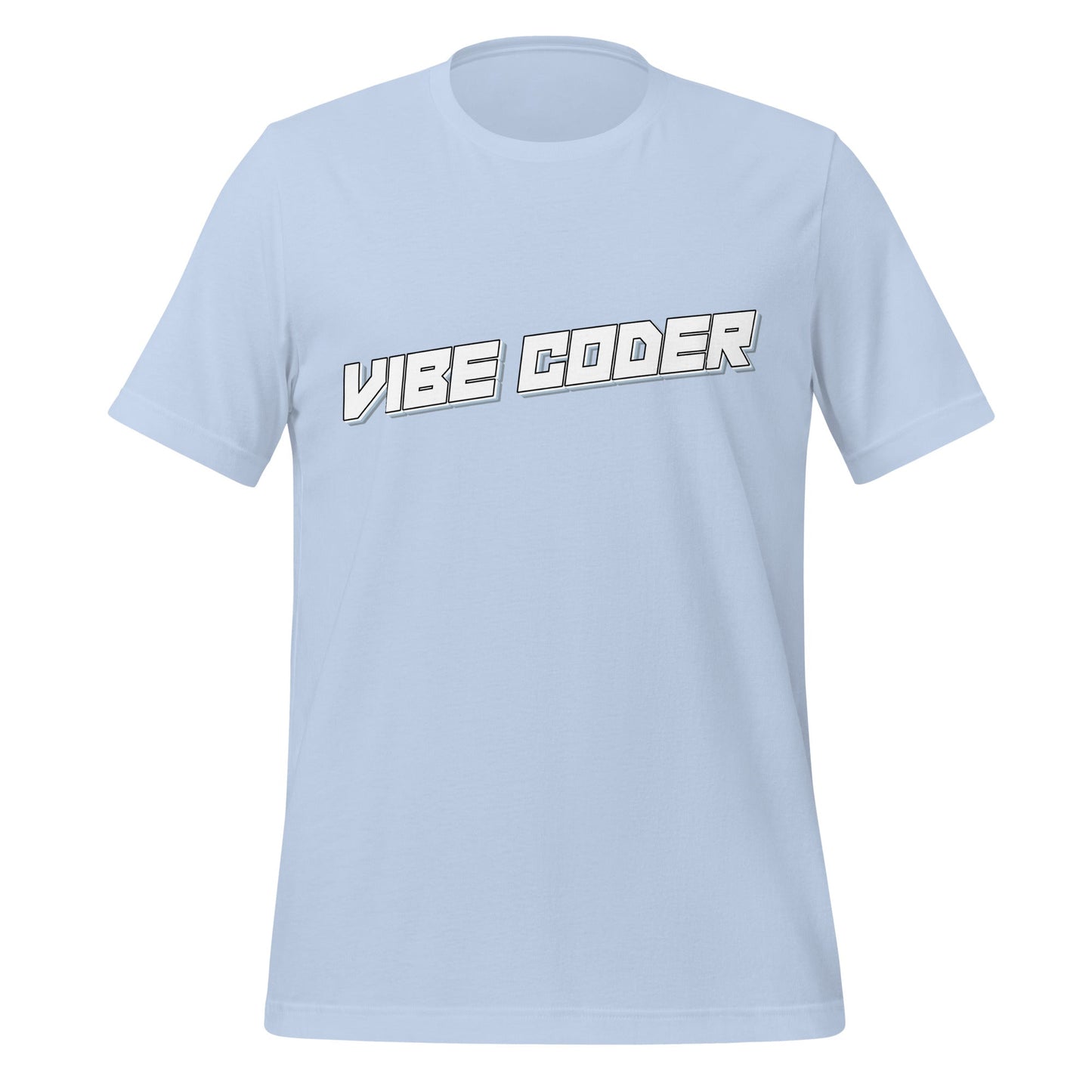 Image of the VIBE CODER T-Shirt (unisex) Baby Blue / XS.