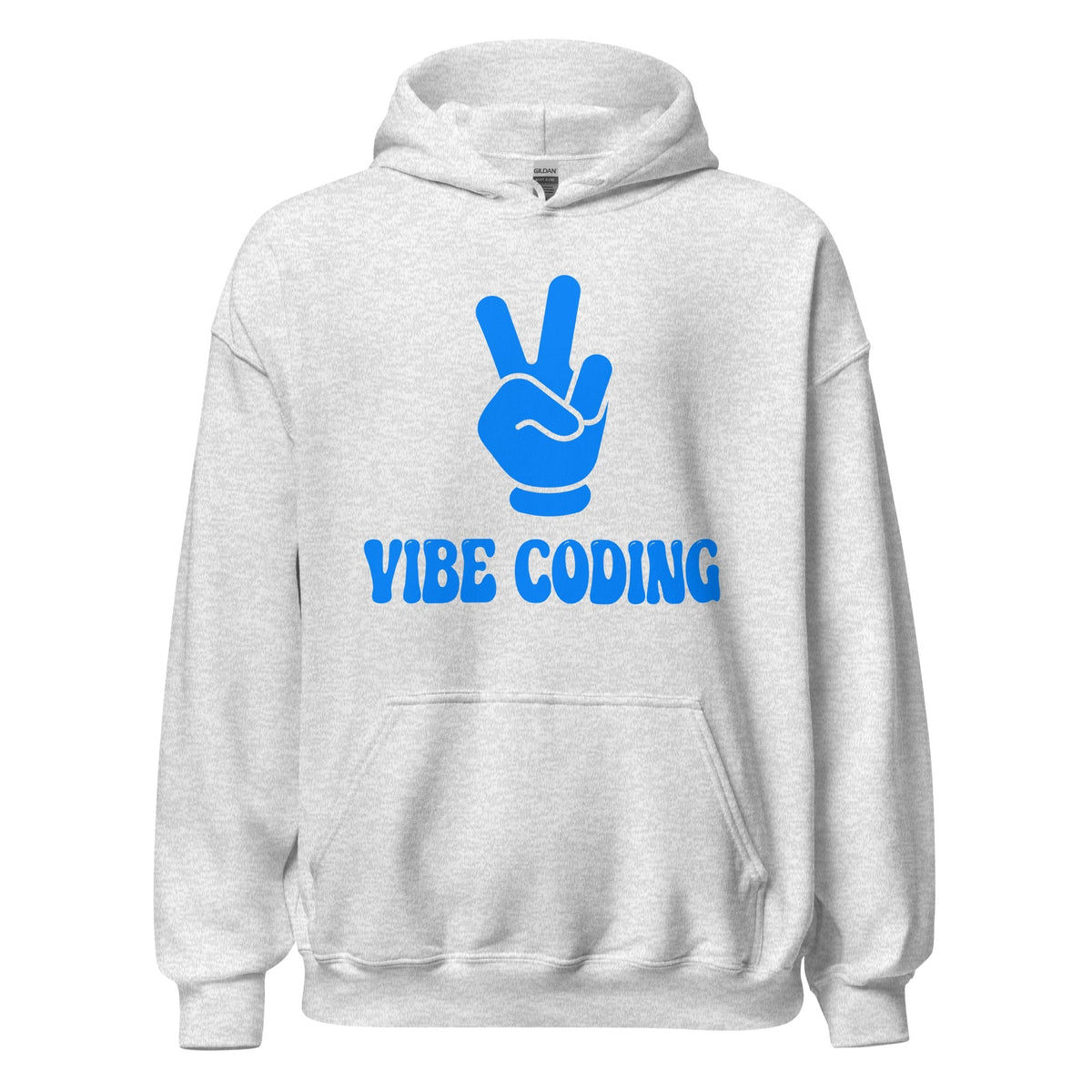 Product mockup photo of the VIBE CODING Hoodie (unisex) Ash / M.