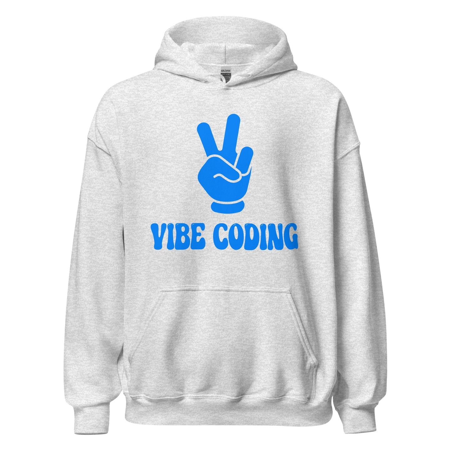 Product mockup photo of the VIBE CODING Hoodie (unisex) Ash / M.