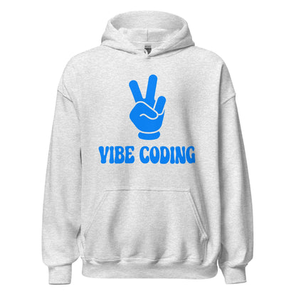 Product mockup photo of the VIBE CODING Hoodie (unisex) Ash / M.