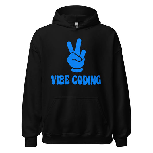 Product mockup photo of the VIBE CODING Hoodie (unisex) Black / M.