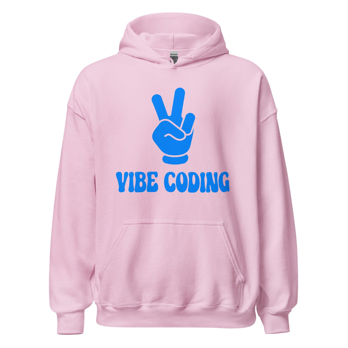 Product mockup photo of the VIBE CODING Hoodie (unisex) Light Pink / M.