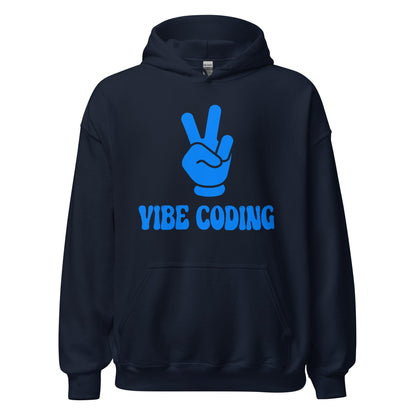 Product mockup photo of the VIBE CODING Hoodie (unisex) Navy / M.