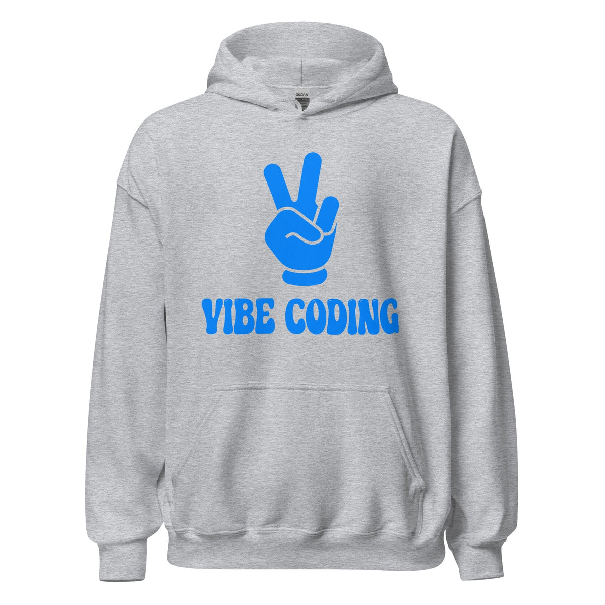 Product mockup photo of the VIBE CODING Hoodie (unisex) Sport Grey / M.