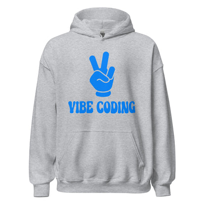 Product mockup photo of the VIBE CODING Hoodie (unisex) Sport Grey / M.