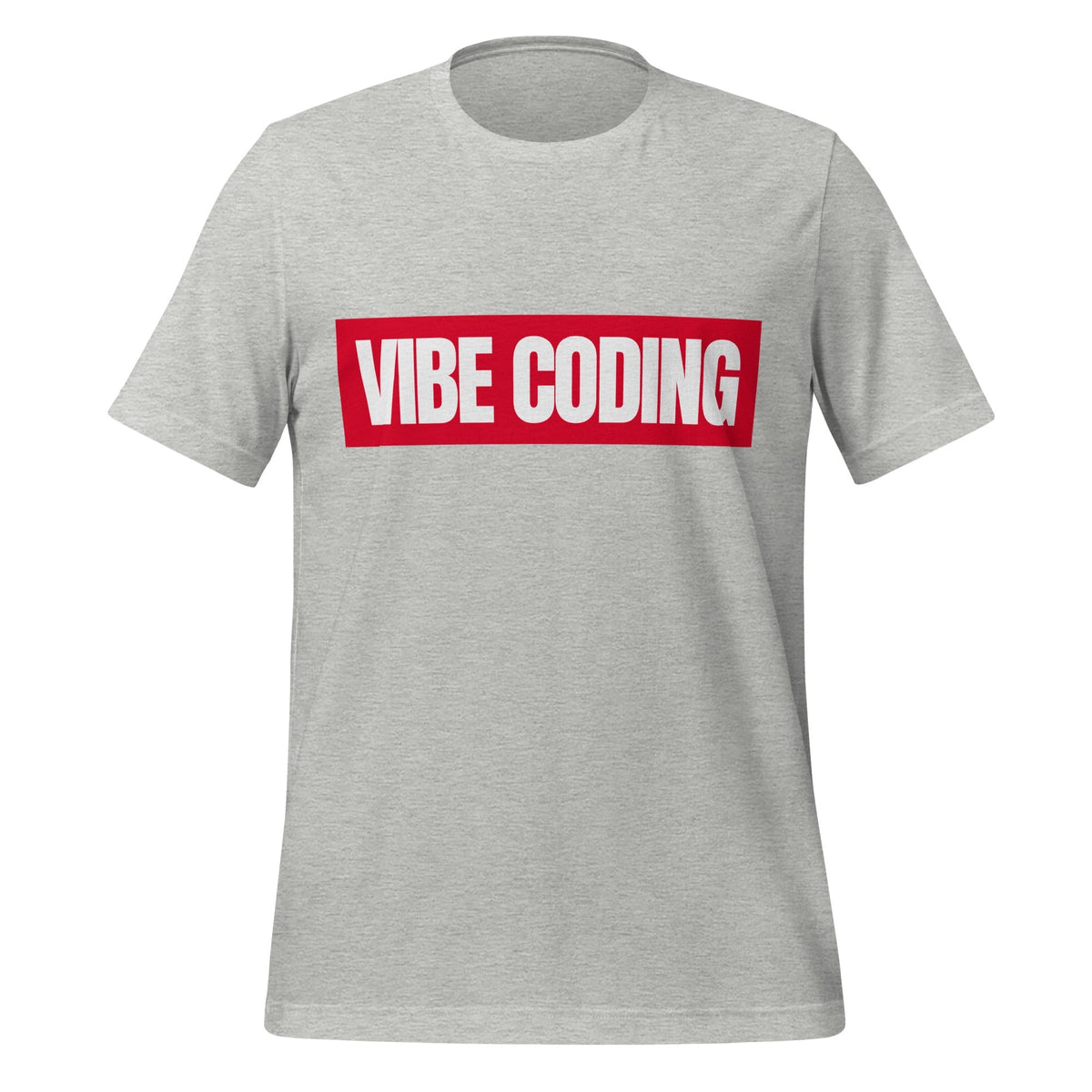 Product mockup photo of the VIBE CODING Sign T Shirt (unisex) Athletic Heather / M.