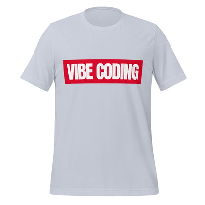 Product mockup photo of the VIBE CODING Sign T Shirt (unisex) Light Blue / M.