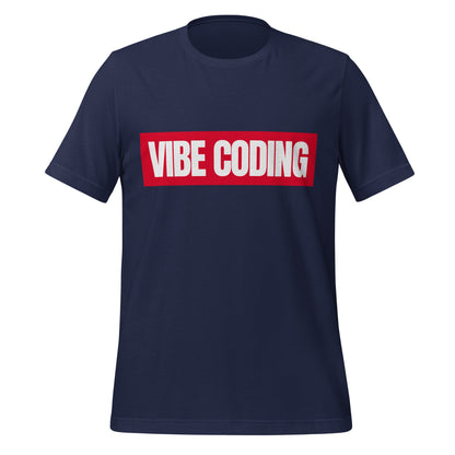 Product mockup photo of the VIBE CODING Sign T Shirt (unisex) Navy / M.