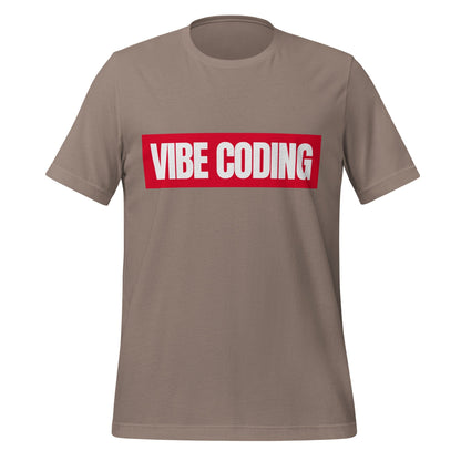 Product mockup photo of the VIBE CODING Sign T Shirt (unisex) Pebble / M.