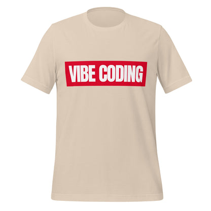 Product mockup photo of the VIBE CODING Sign T Shirt (unisex) Soft Cream / M.