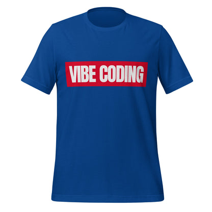 Product mockup photo of the VIBE CODING Sign T Shirt (unisex) True Royal / M.
