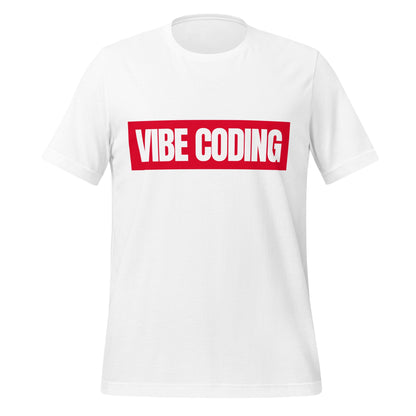 Product mockup photo of the VIBE CODING Sign T Shirt (unisex) White / M.